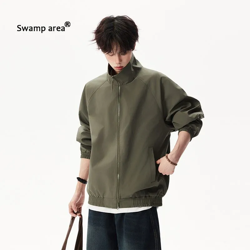 Harrington Jacket - Jaket Bomber Pria Kerah Tegak Longgar
