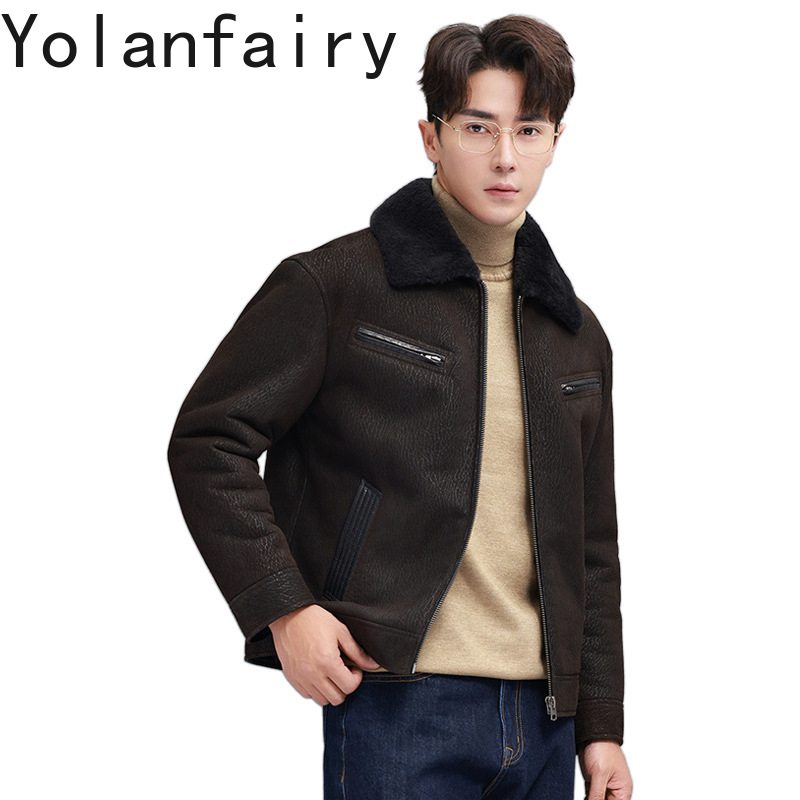 Men'S Fashion Zipper Jacket - YOLANFAIRY Mantel Bulu Alami Mode Antik