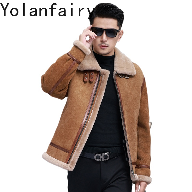 Men'S Fashion Zipper Jacket - YOLANFAIRY Jaket Kulit Domba Asli Berkualitas