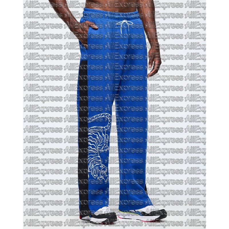 Mens Fashion Trend 2026 - Celana Longgar Biru 3D Cetak Personalisasi