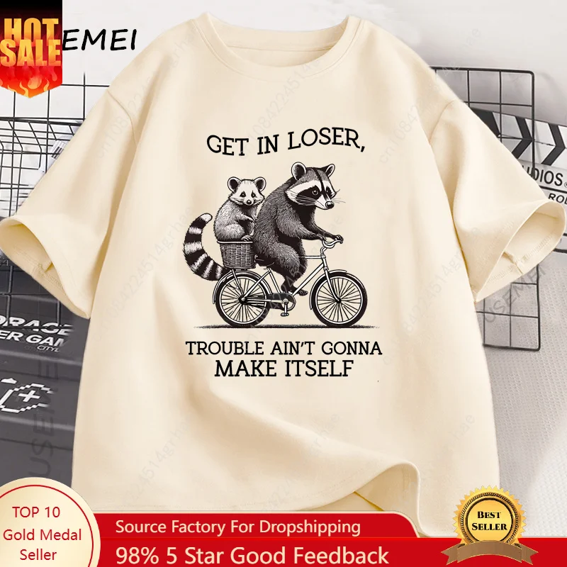 Graphic Tee Oversized - Get in Loser T Shirt Kaos