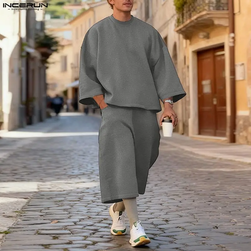 Men'S Fashion Hoodies - INCERUN Setelan Pria Warna Solid Hoodie
