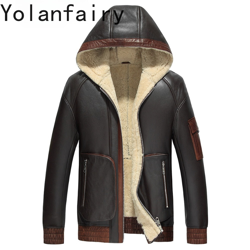 Men'S Fashion Zipper Jacket - YOLANFAIRY Mantel Bulu Wol Alami Pria