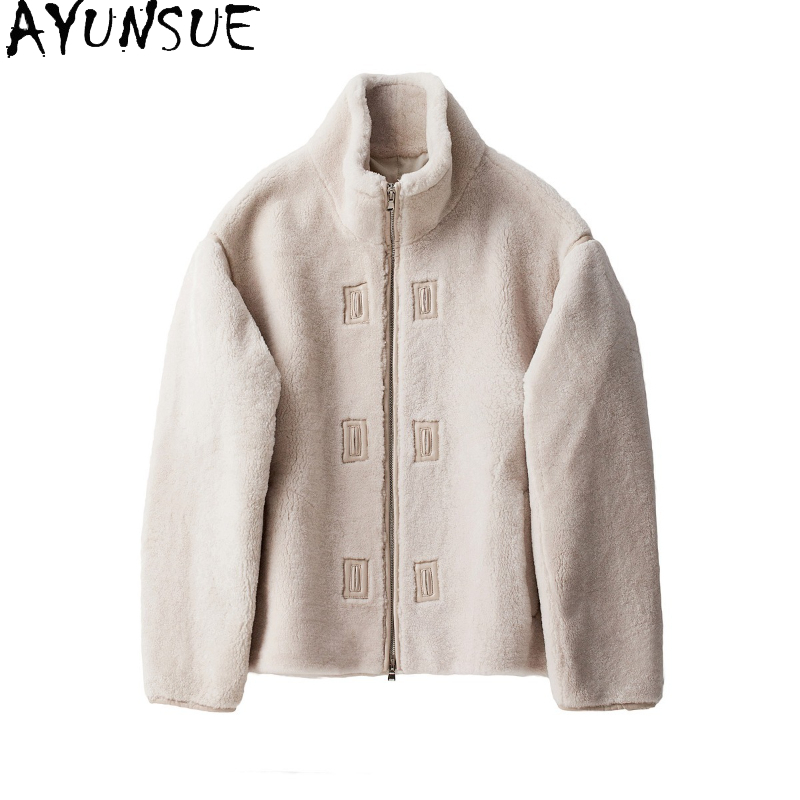 Men'S Fashion Zipper Jacket - AYUNSUE Jaket Bulu Domba Merino Alami