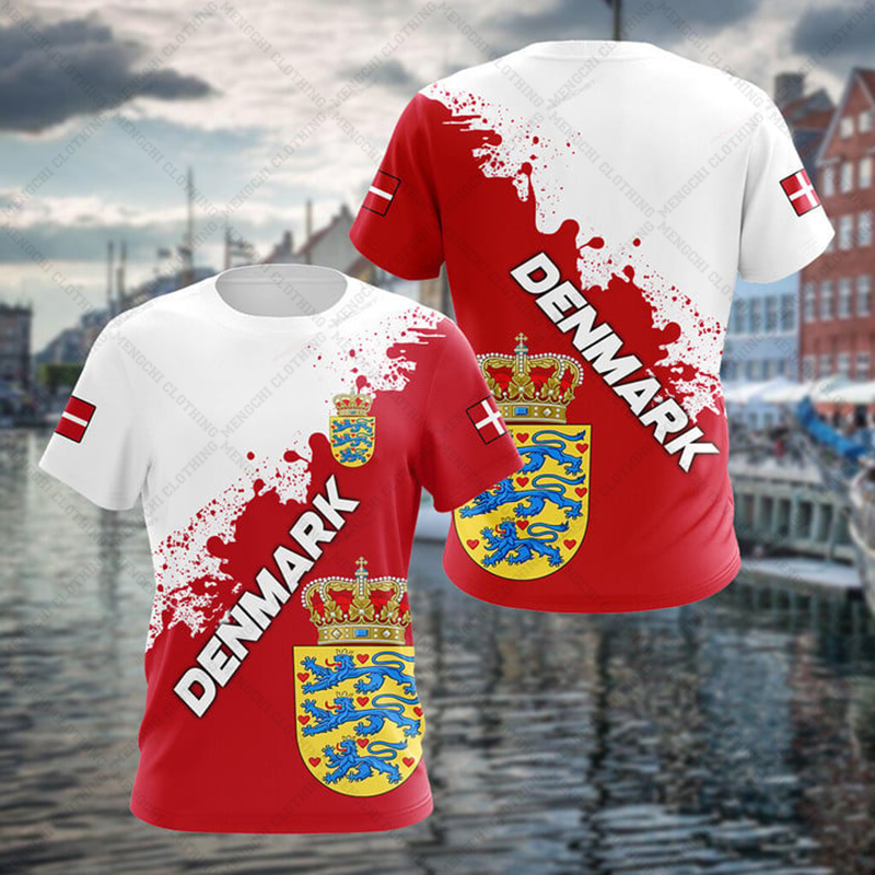 Graphic Tee Oversized - Kaos Grafis Lambang Denmark Kasual Musim
