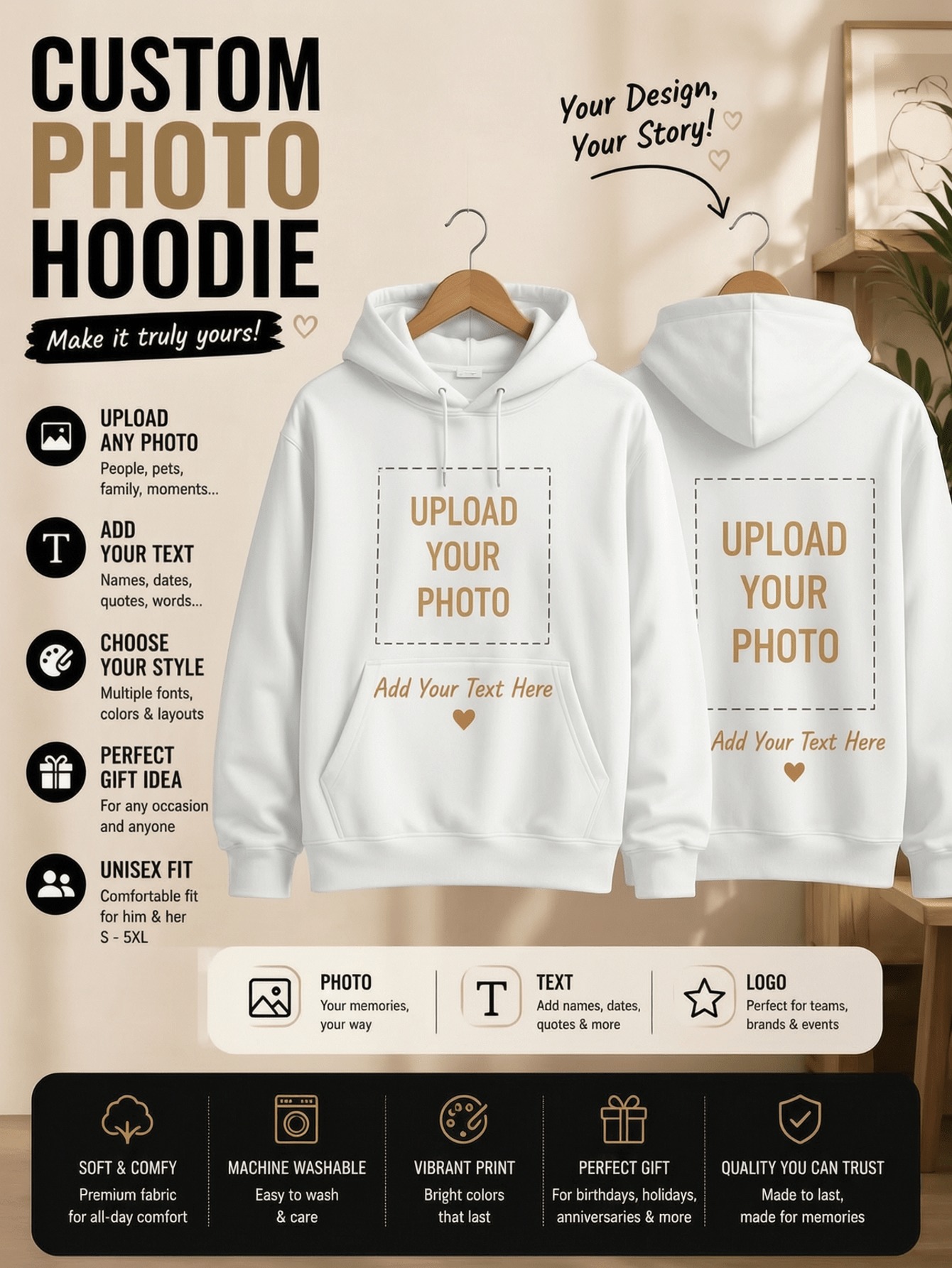 Graphic Tee Oversized - Hoodie Wanita Musim Dingin Kustom, Sweatshirt