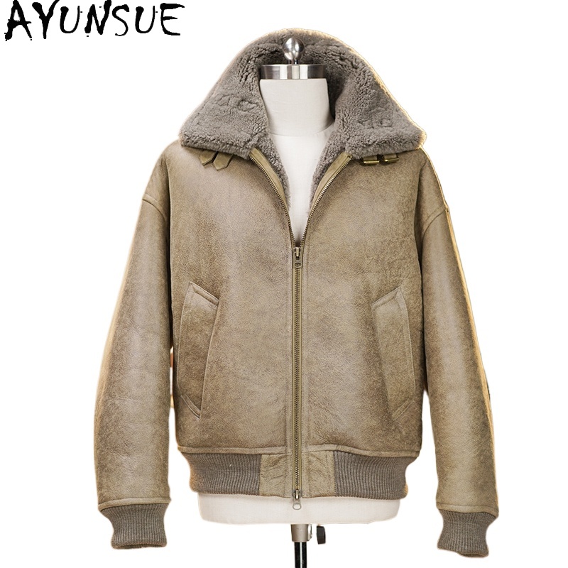 Men'S Fashion Zipper Jacket - AYUNSUE Mantel Bulu Alami Kelas Atas