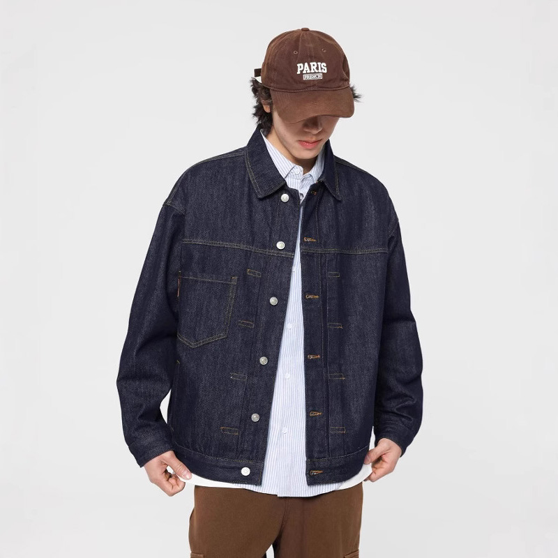 Harrington Jacket - Jaket Denim Warna Asli Pakaian Jalanan