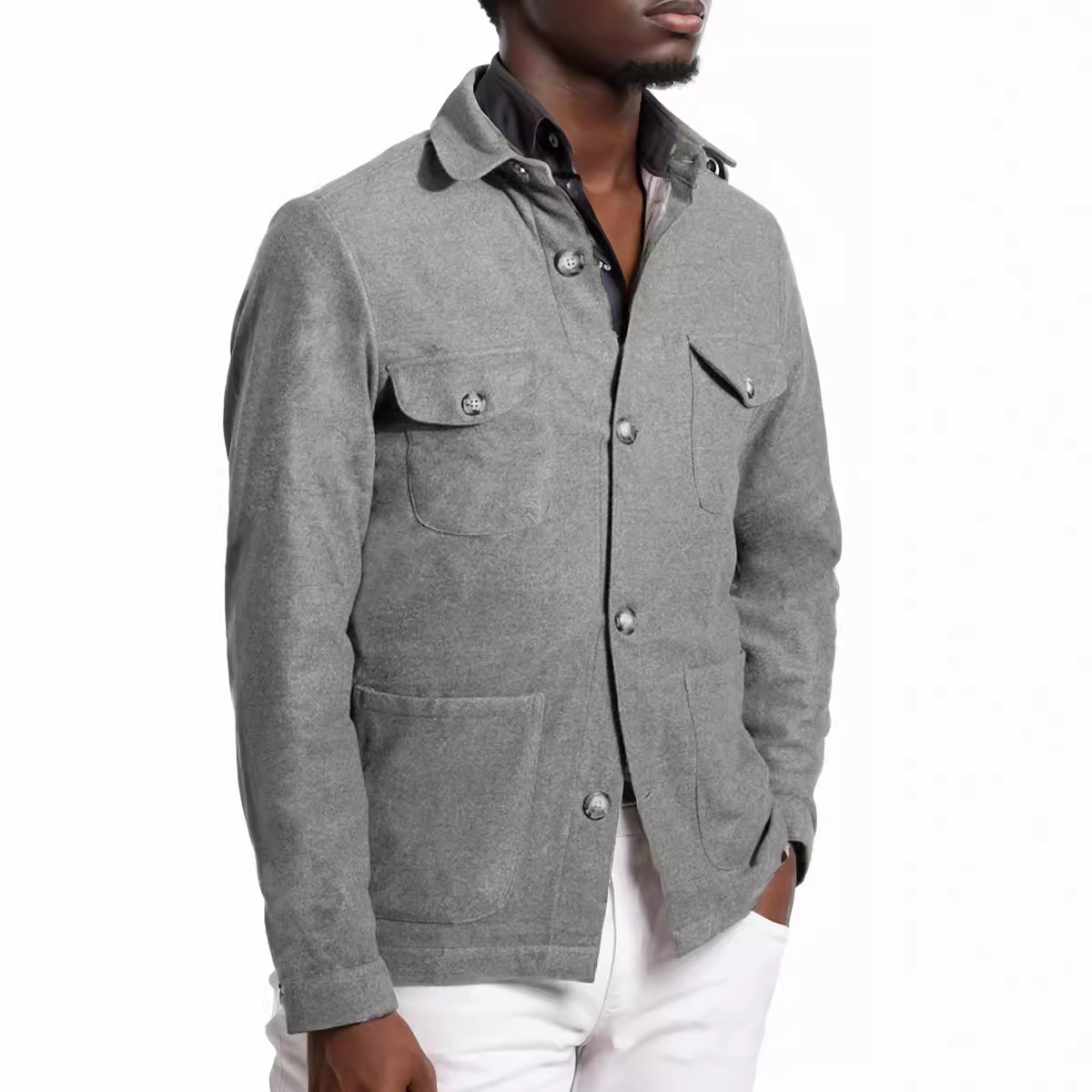 Mens Fashion Style Images - Jaket Campuran Wol Pria Klasik Gaya