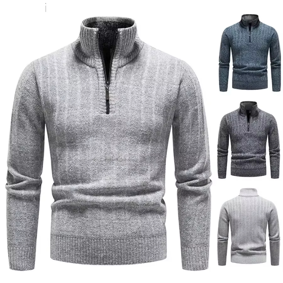 Men'S Fashion Zip Sweater - Sweater Pria Baru, Hangat, Modis, Setengah
