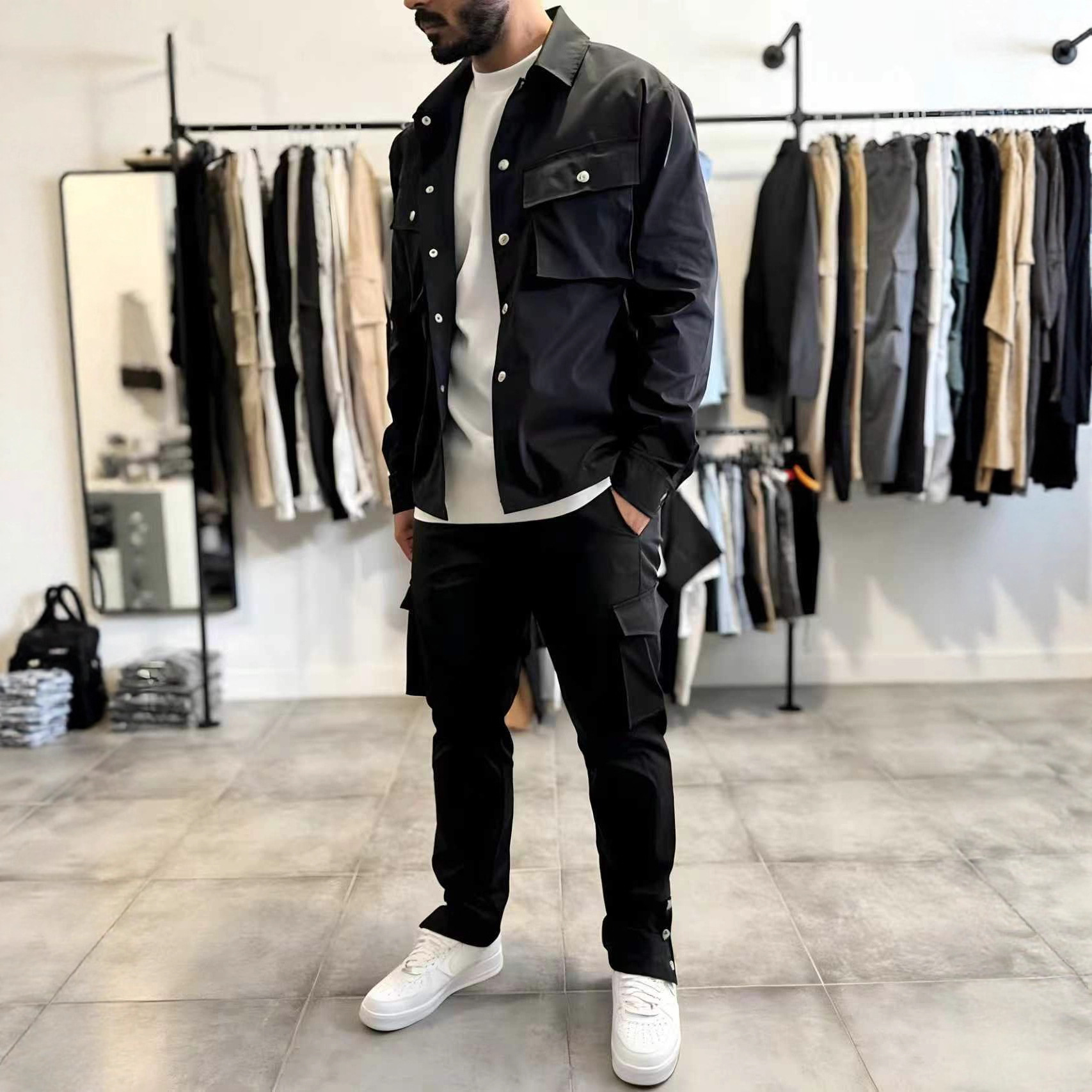 Men'S Fashion Zipper Jacket - Setelan Jaket dan Celana Pria Kasual
