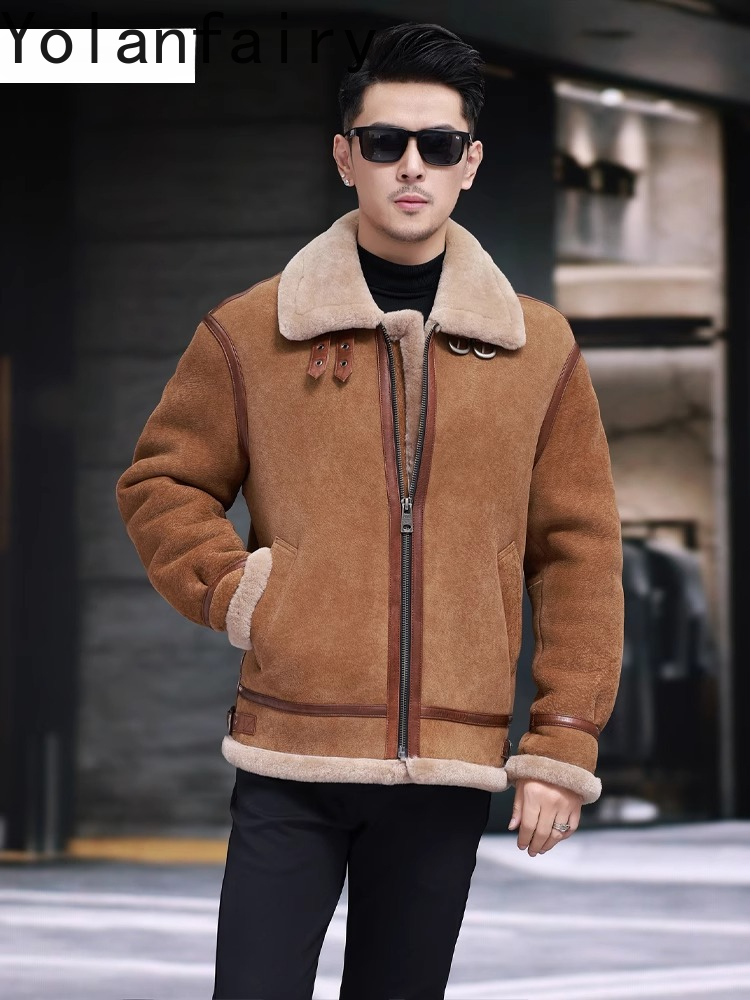 YOLANFAIRY Jaket Kulit Domba A - Men'S Fashion Zipper Jacket ulasan dan harga