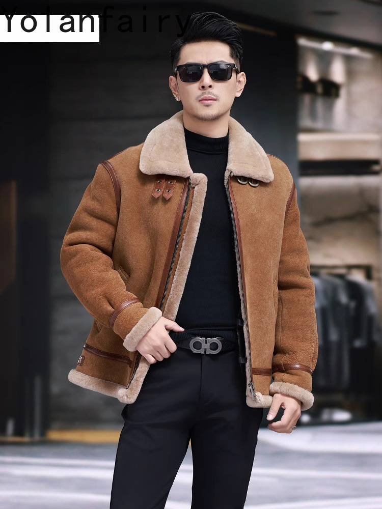 YOLANFAIRY Jaket Kulit Domba A - Men'S Fashion Zipper Jacket ulasan dan harga