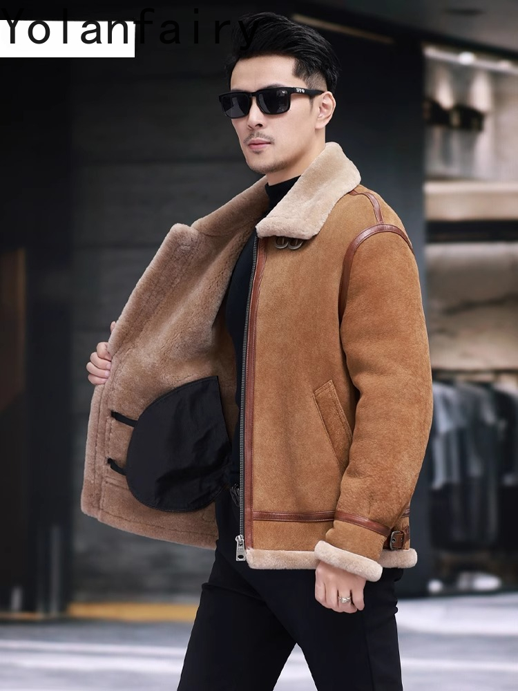 YOLANFAIRY Jaket Kulit Domba A - Men'S Fashion Zipper Jacket ulasan dan harga
