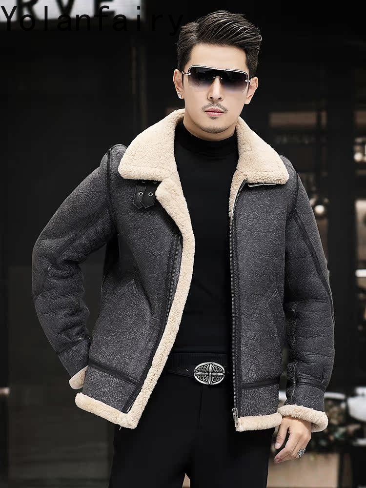 YOLANFAIRY Jaket Kulit Asli un - Men'S Fashion Zipper Jacket ulasan dan harga