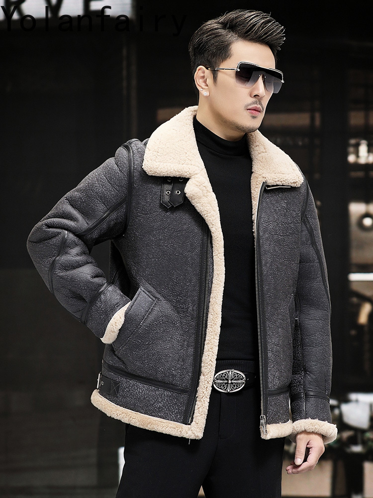 YOLANFAIRY Jaket Kulit Asli un - Men'S Fashion Zipper Jacket ulasan dan harga