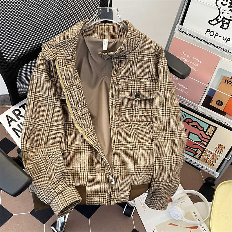 Jaket Mantel Wanita Kotak-kota - Harrington Jacket ulasan dan harga
