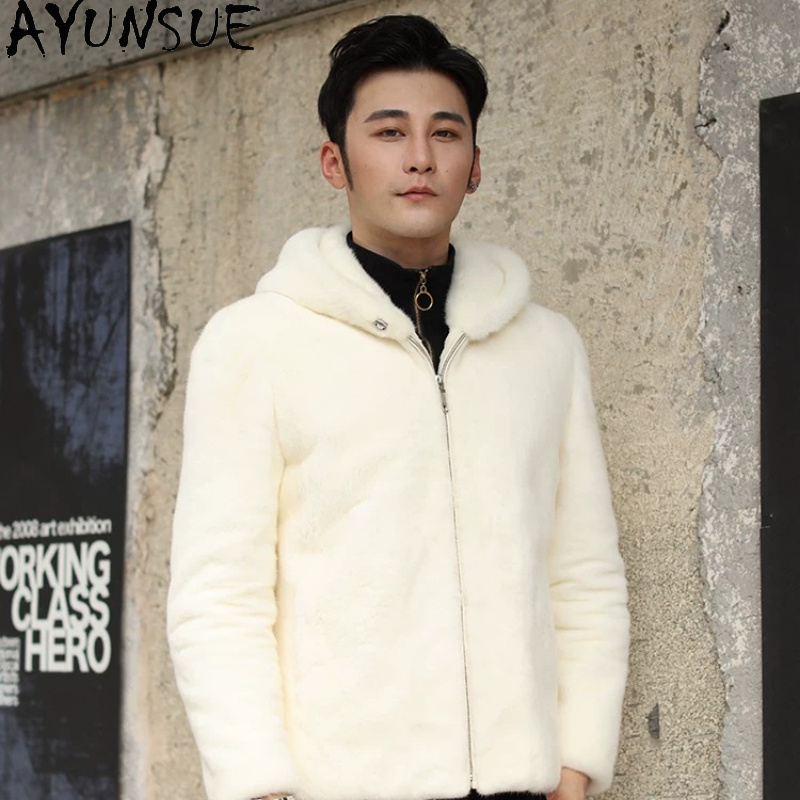 AYUSNUE Mantel Bulu Mink Alami - Men'S Fashion Zipper Jacket ulasan dan harga