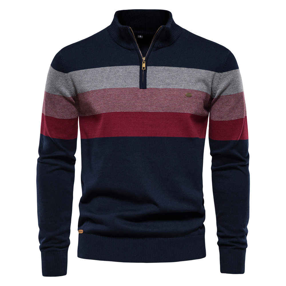 Aiopoon Sweter Pullover Patchw - Men'S Fashion Zip Sweater ulasan dan harga