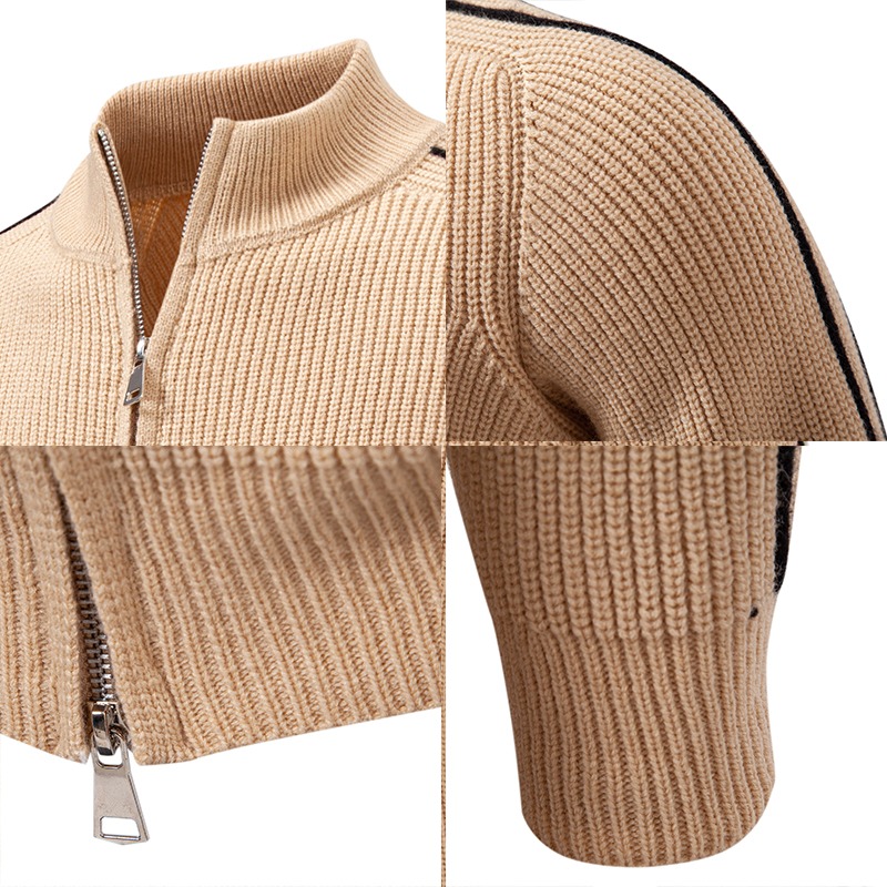 Kardigan Rajut Waffle Khaki Pr - Men'S Fashion Zip Sweater ulasan dan harga