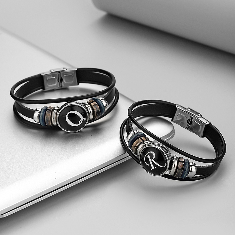 Gelang Kulit Berlapis Hitam 26 - Men'S Fashion Jewelry Bracelets ulasan dan harga