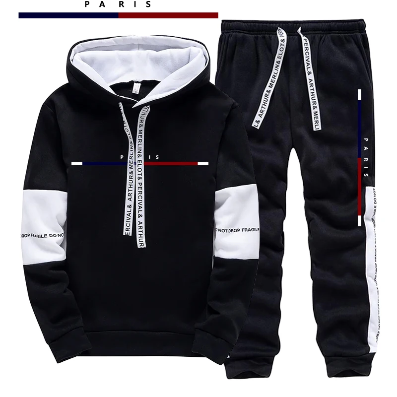 Setelan Pria Motif Cetak Paris - Men'S Fashion Hoodies ulasan dan harga