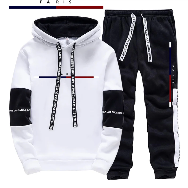 Setelan Pria Motif Cetak Paris - Men'S Fashion Hoodies ulasan dan harga